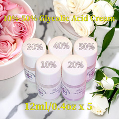 10%-20%-30%-40%-50% Glycolic Acid Cream 0.4ozX5/2oz For Acne/Scar/Clogged Pores