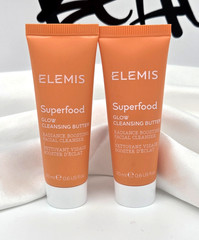 Elemis Superfood AHA Glow Cleansing Butter Travel Size – 0.6 Fl Oz – Pack of 2