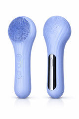 Electric Silicone Facial Cleansing Brush Sonic Face Scrubber Heated IPX7 Blue