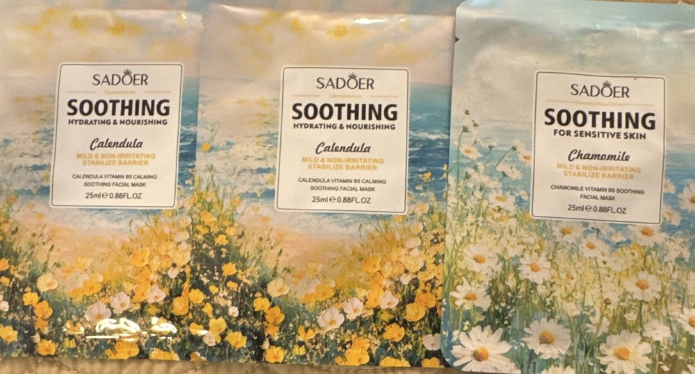 SADOER Soothing Chamomile Vitamin B5 Hydrating (3) Facial Sheet Mask 25 mL