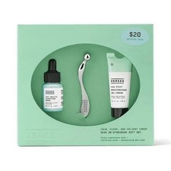 VERSED Calm and Merry Face Skin Care Set Serum, Gel-Cream + Acupressure Wand