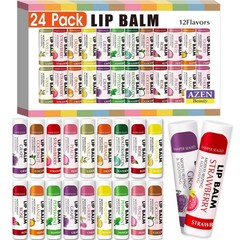 AZEN 24 Pack Lip Balm Bulk, Moisturizing Balms 24 Count (Pack of 1), B-24