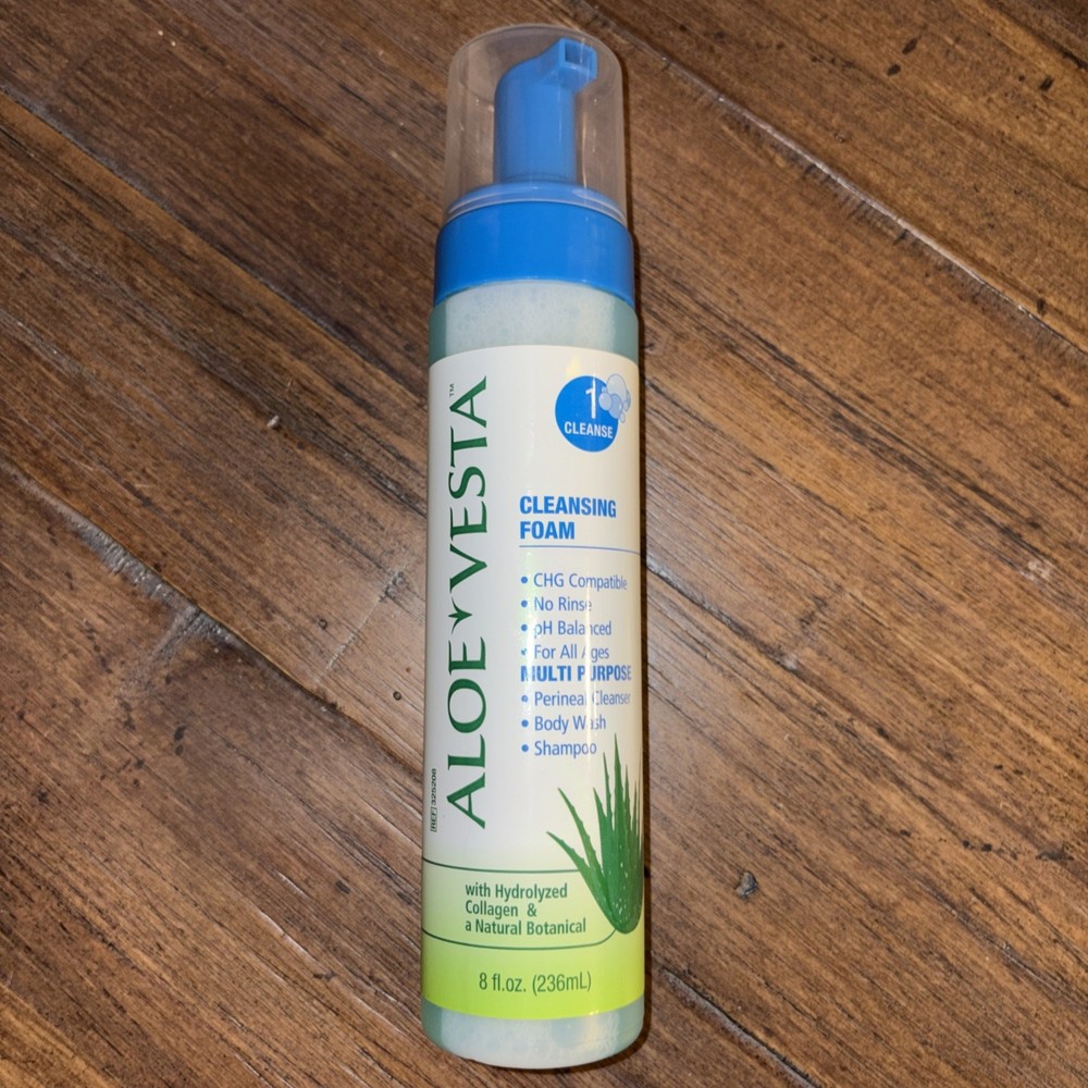 NEW Aloe Vesta Cleansing Foam Perineal Cleanser No Rinse 8oz Multi Use Cleanse