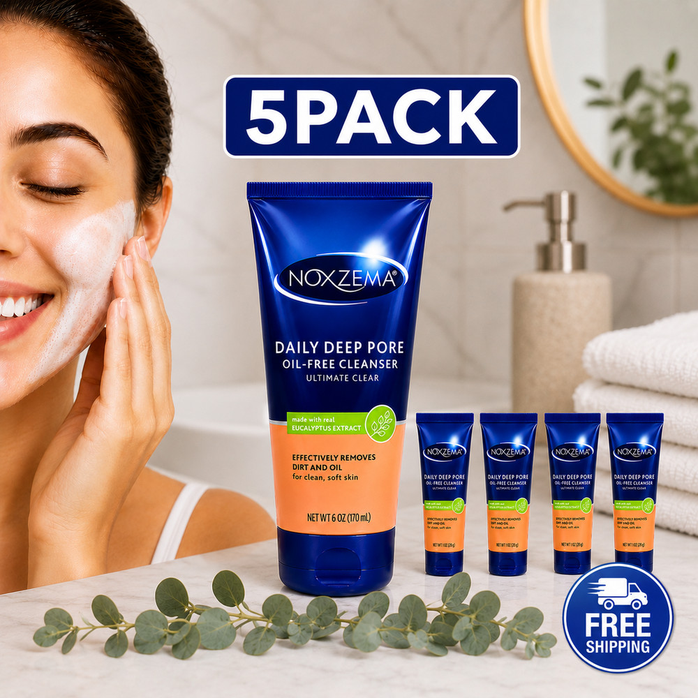 Noxzema Deep Pore Cleanser 5 Pack w/ Eucalyptus Oil Face Wash 6 Oz Each