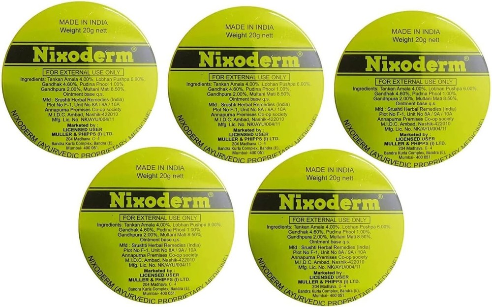 5 x Nixoderm Cream 20g For Skin Problems Eczema Ringworm Blemishes & Pimples