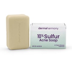 Dermaharmony 10% Sulfur Acne Bar Soap, 4 Ounce (Pack of 1), Yellow