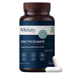 Miduty Zinc Picolinate 50 mg – High-Absorption Chelated Zinc Supplement – 60N