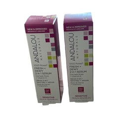Andalou Naturals 1000 ROSES Fresh + Dewy 2 in 1 Serum DAMASK ROSE Pack of 2