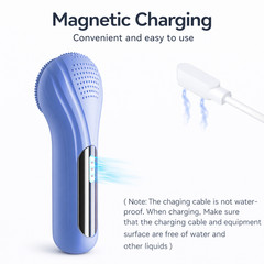 Electric Silicone Facial Cleansing Brush Sonic Face Scrubber Heated IPX7 Blue