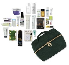 Lot of 23pc Skincare Makeup Perfume Travel Bag Set~Green~Eilish, Farmacy, CÉCRED