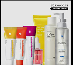 TOSOWOONG Rice Glow Skin Care Set Toner Face Wash Serum Oil Sunscreen SPF50+