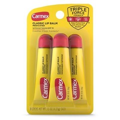 Carmex Classic Medicated Lip Balm Tubes, Lip Moisturizer, 3 Count (1 Pack of 3)