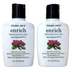 2 pack Trader Joe’s Enrich Moisturizing Face Lotion Broad Spectrum SPF15 4oz