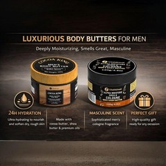 Men’s Body Butter Set of 2 – Shea & Cocoa Moisturizer, Hydrating Skin Care