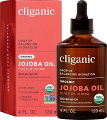 Cliganic Organic Jojoba Oil, 100% Pure (4oz) | Moisturizing for Face, Hair, Skin