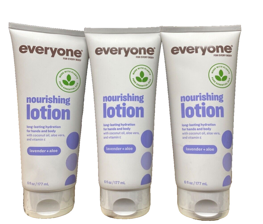 3 -EVERYONE LOTION Lavender+Aloe 3 IN 1 HANDS FACE BODY WITH PURE COCONUT OIL
