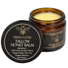 NEW! Terra Lotus ORGANIC Beef Tallow Balm Raw Honey Citrus Moisturizing Cream–