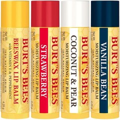Burt’s Bees Lip Balm, Beeswax, Strawberry, Coconut and Pear, and Vanilla Bean Pa