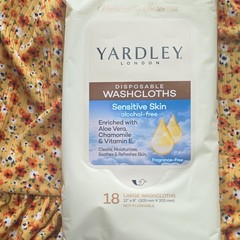 Yardley London Disposable Washcloth Cleanser Wipes Alcohol-Free 18ct
