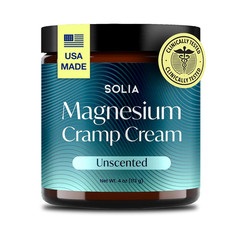 Solia Magnesium Emulsion Leg Cramps, USA-Made Topical Magnesium Lotion ideal for
