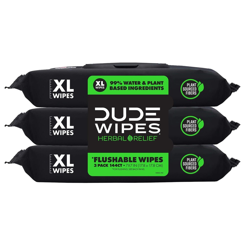 Herbal Relief Flushable Wipes ExtraLarge Adult Wet Wipes 3 Pack 144 Count …