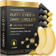 32 Pairs 24K Gold Collagen Eye Masks for Dark Circles and Puffiness Women