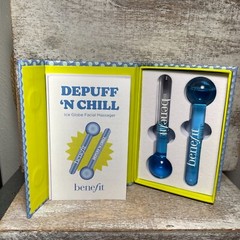 Benefit Cosmetics Depuff N’ Chill Ice Globe Facial Massager Blue White New