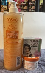 Cosmo White Gluta Papaya Xtra Brightening Body Wash, Facecream, Superglow Set.
