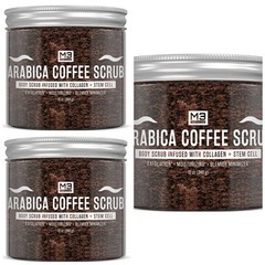 Set Of 3 M3 Naturals Arabica Coffee Scrub Infused with Collagen 12 oz ea.