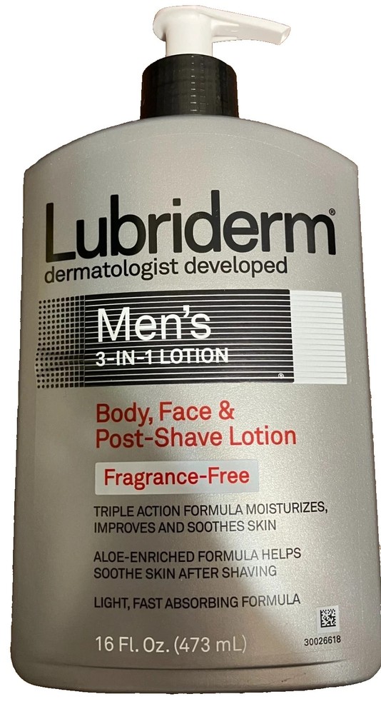 Lubriderm Men’s 3 in 1 Lotion Fragrance Free Body Face Post Shave – 16 fl oz
