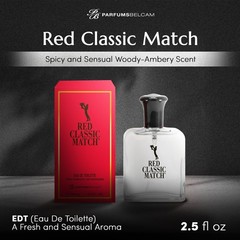 Eau de Toilette 2.54 Fl Oz Red Classic Match Spicy Woody Amber Men ParfumsBelcam