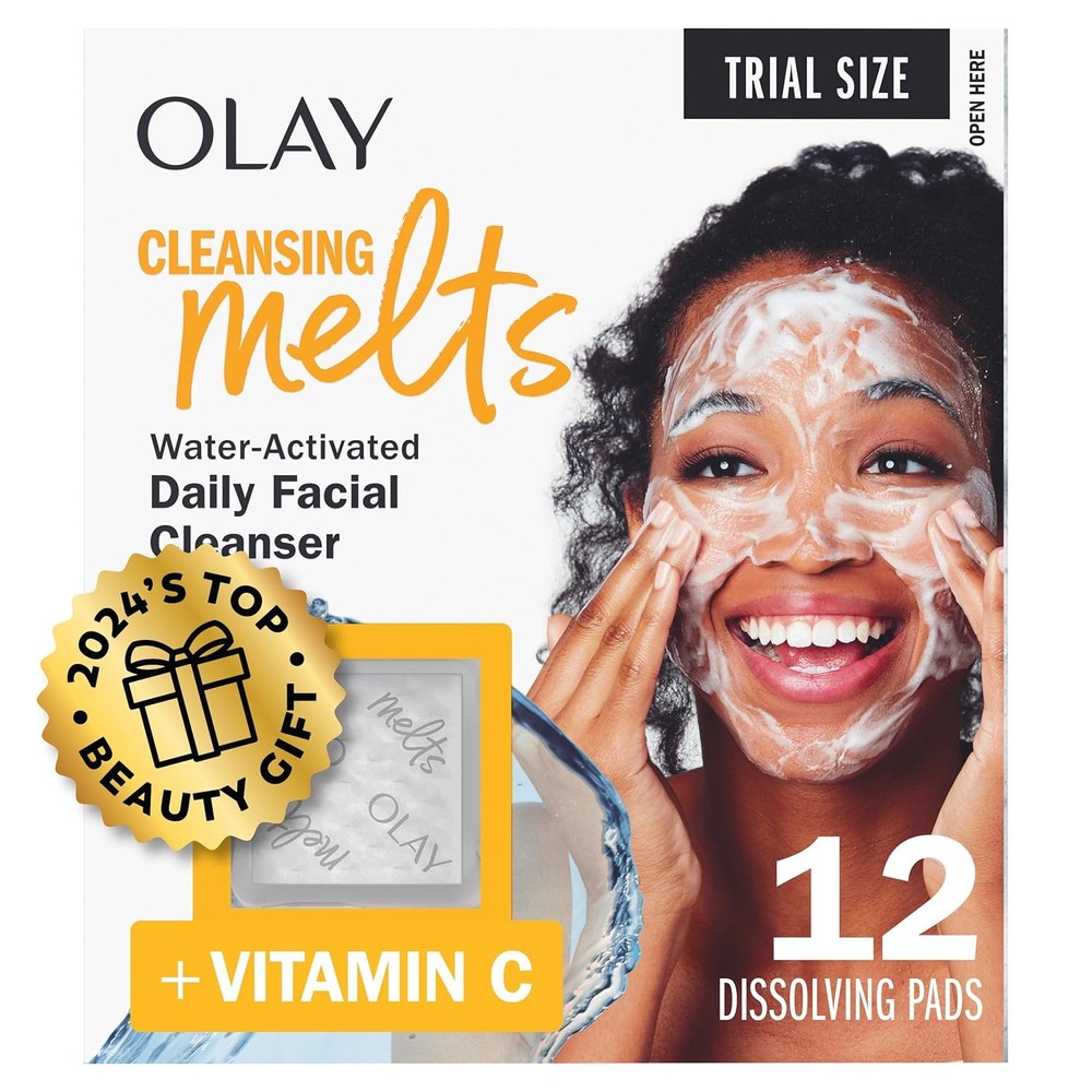 Olay Cleansing Melts Vitamin C Face Cleanser Wash Water Activated Tones 12Ct