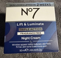 No7 Lift and Luminate Triple Action Fragrance Free Night Cream 1.69oz New Box