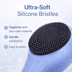 Electric Silicone Facial Cleansing Brush Sonic Face Scrubber Heated IPX7 Blue