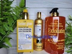 4 in 1 Set Golden Glow Body Milk 500ml Lotion + 1000ml exfoliating shower Gel.