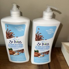 2x St Ives 24 hr Restoring Almond & Flaxseed Oil Body Lotion 21 Fl Oz Each HTF
