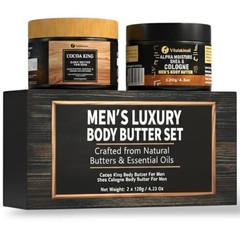 Men’s Body Butter Set of 2 – Shea & Cocoa Moisturizer, Hydrating Skin Care