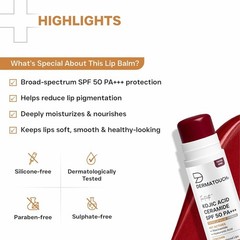 DERMATOUCH Kojic Acid Ceramide SPF 50 PA+++ Tinted Wine Lip Balm – 5g