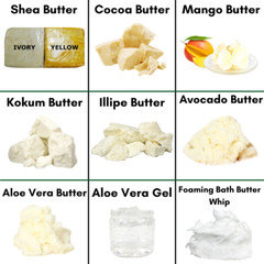 TOP BODY BUTTERS / WHIPS Aloe Cocoa Illipe Kokum Mango Shea Foaming Bath Bulk