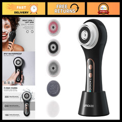 Electric Facial Cleansing Brush – 2-Way Rotating Scrubber, 3 Modes, 5 Heads, Wat
