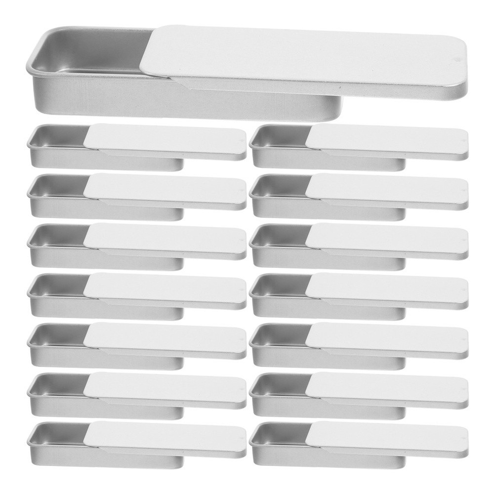 18 Pcs Metal Tin Boxes With Lid Rectangular Tinplate Cases For Small Gifts