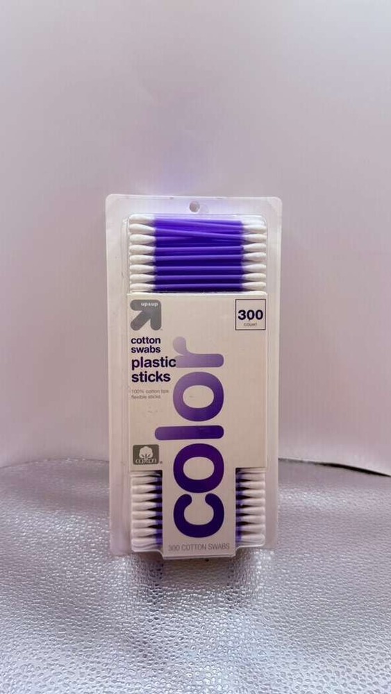 up&up Cotton Swabs Plastic Sticks 300 Count Purple Double Tip Swabs NEW