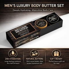 Men’s Body Butter Set of 2 – Shea & Cocoa Moisturizer, Hydrating Skin Care