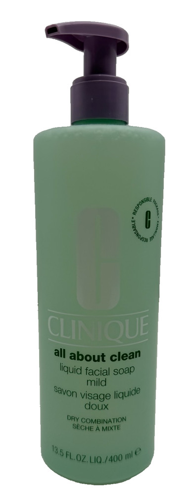 New! Clinique Jumbo All About Clean Liquid Facial Soap ~ Mild ~ 13.5 oz/400 ml