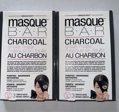 UNMASQUE BEAUTY MASQUE BAR Charcoal 3 Complete Sheet Masks NEW 2 Pack
