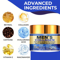 Men’s Retinol Collagen Face Cream 60g – Hyaluronic Acid Vitamin C Moisturizer
