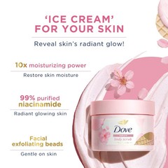 3 Packs X 280g Dove Body Scrub Sakura Smoothie Expoliating Polish NEW