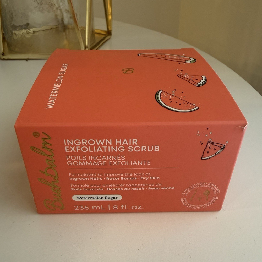 Bushbalm Watermelon Sugar Ingrown Hair Body Scrub for Razor Bumps, 8 fl oz