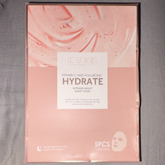 Luxe Beauty Hydrate Sheet Mask Vitamin C Hyaluronic Acid Hydrating Night 5pcs