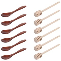 Honey Stick Set Wood Soup Spoons Rustic Teaspoons Homemade Wooden